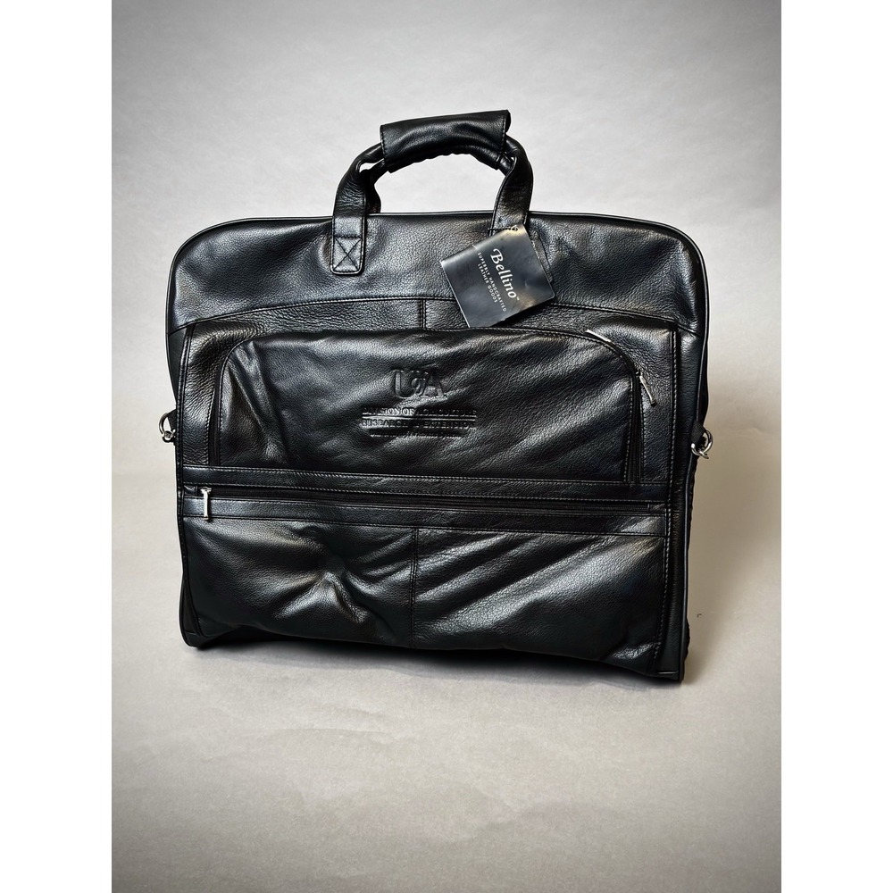 NWT Bellino Handcrafted Black Leather Garment Bag **A Division of Agriculture